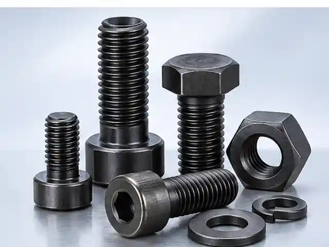 Alloy steel fasteners macro photography